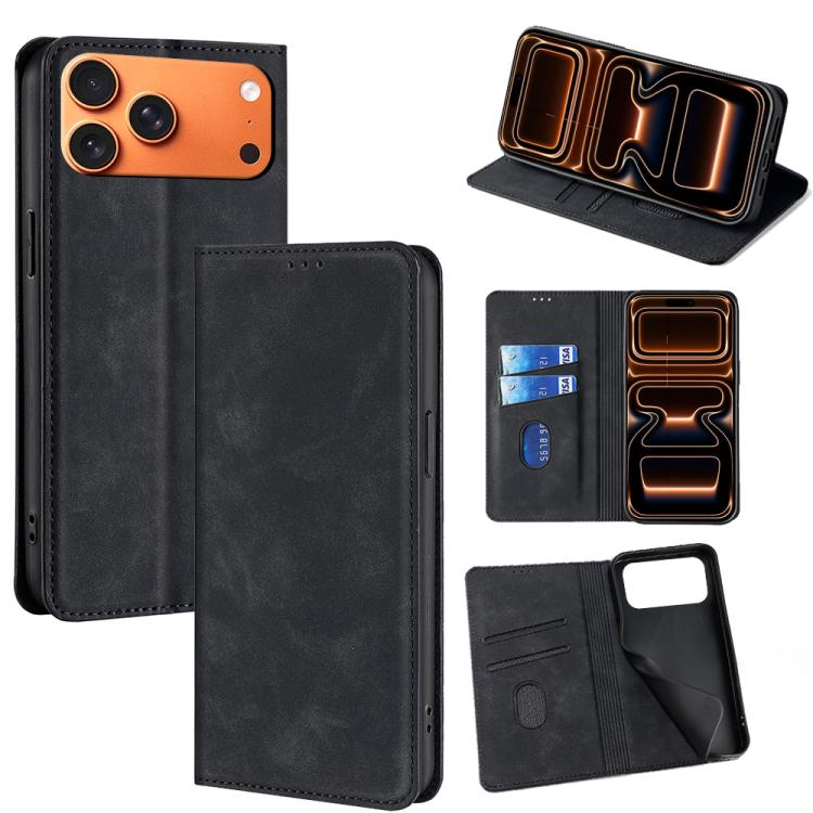 Skin Feel Magnetic Leather Phone Case, For iPhone 18 Pro / 17 Pro, For iPhone 18 Pro Max / 17 Pro Max, For iPhone 17, For iPhone Air