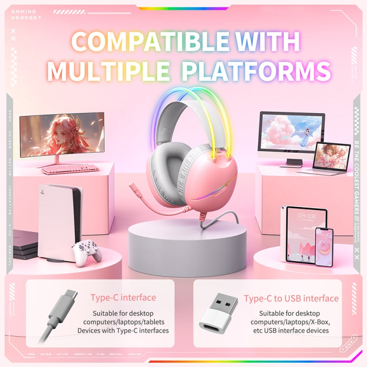 ONIKUMA X33 Head-mounted RGB Light E-Sports Gaming Headset, Cable Length: 2m