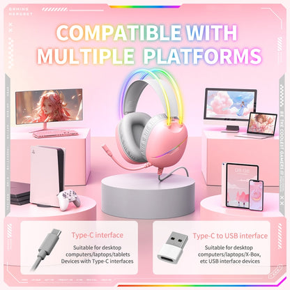 ONIKUMA X33 Head-mounted RGB Light E-Sports Gaming Headset, Cable Length: 2m