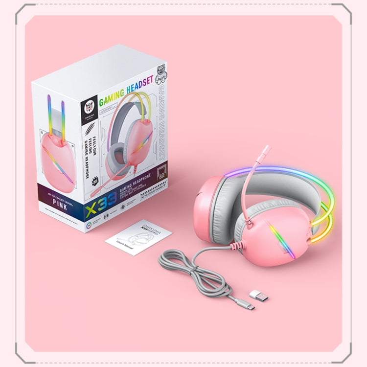 ONIKUMA X33 Head-mounted RGB Light E-Sports Gaming Headset, Cable Length: 2m