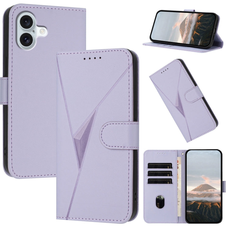 Triangle Pattern Buckle Clasp Leather Phone Case, For iPhone 16 Pro, For iPhone 16 Plus, For iPhone 16