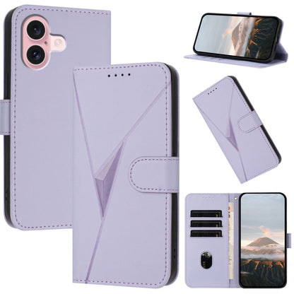 Triangle Pattern Buckle Clasp Leather Phone Case, For iPhone 16 Pro, For iPhone 16 Plus, For iPhone 16