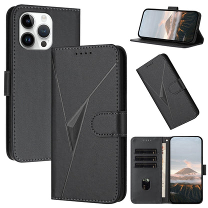 Triangle Pattern Buckle Clasp Leather Phone Case, For iPhone 15 Pro Max, For iPhone 15 Pro, For iPhone 15 Plus