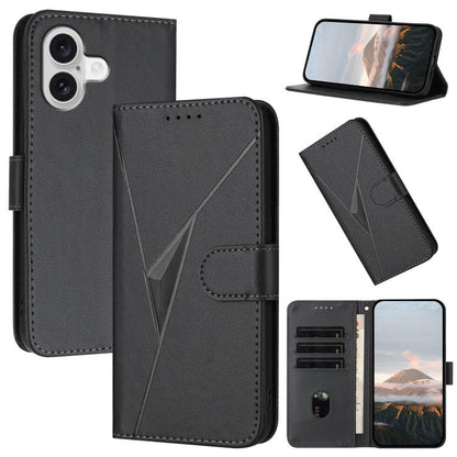 Triangle Pattern Buckle Clasp Leather Phone Case, For iPhone 17, For iPhone Air, For iPhone 16 Pro Max