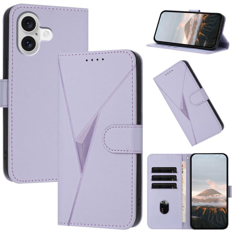 Triangle Pattern Buckle Clasp Leather Phone Case, For iPhone 17, For iPhone Air, For iPhone 16 Pro Max