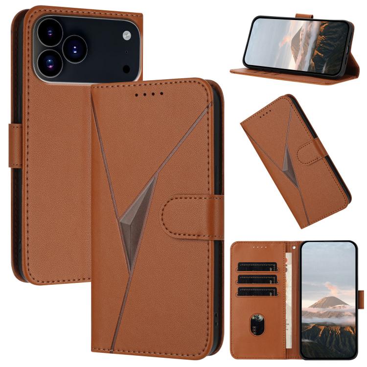 Triangle Pattern Buckle Clasp Leather Phone Case, For iPhone 17e / 16e, For iPhone 17 Pro Max, For iPhone 17 Pro