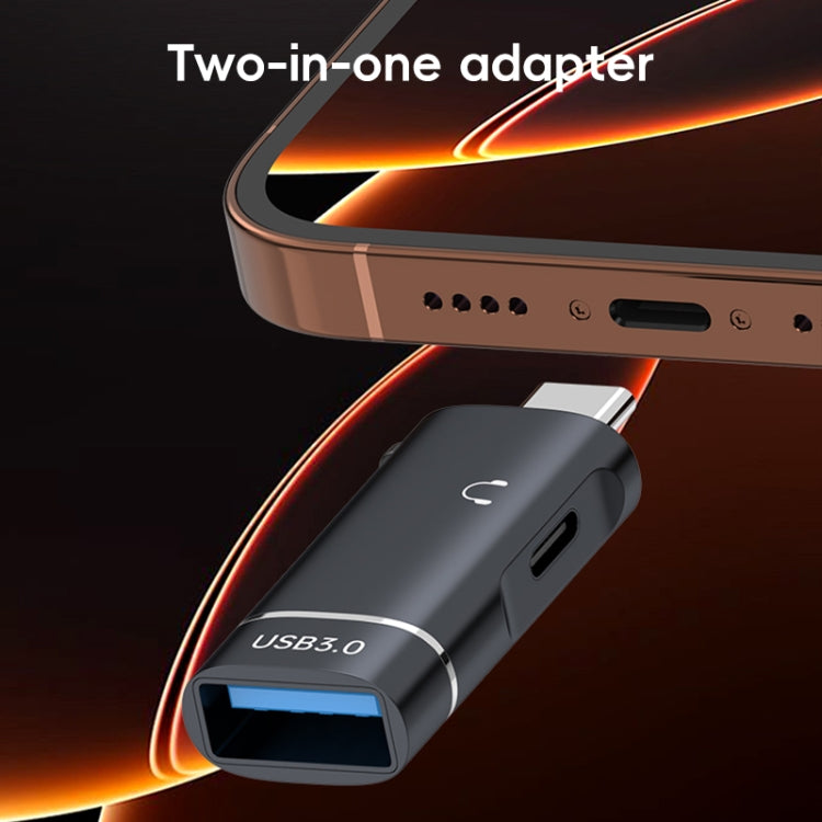 2 in 1 Type-C to USB and Type-C Earphone Adapter, Type-C to USB and Type-C