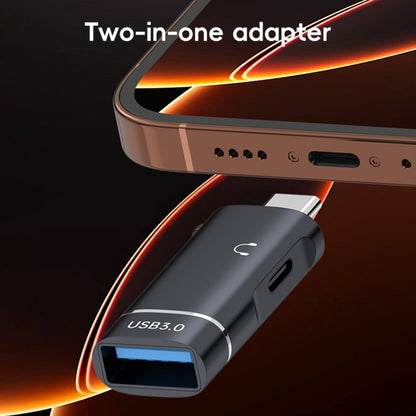 2 in 1 Type-C to USB and Type-C Earphone Adapter, Type-C to USB and Type-C