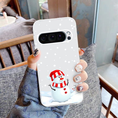 Christmas Painted Pattern TPU Transparent Phone Case, For Google Pixel 9 Pro XL, For Google Pixel 9 / Pixel 9 Pro