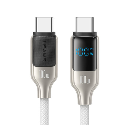 USAMS SJ742 100W USB-C / Type-C to USB-C / Type-C Zinc Alloy Digital Display Fast Data Cable, Length: 1.2m, SJ742USB01, SJ742USB02
