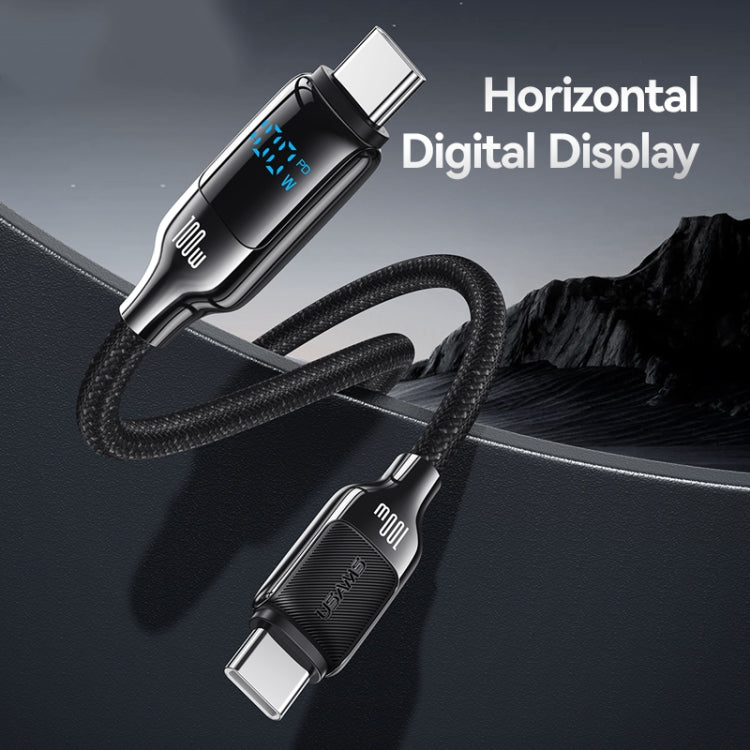 USAMS SJ742 100W USB-C / Type-C to USB-C / Type-C Zinc Alloy Digital Display Fast Data Cable, Length: 1.2m, SJ742USB01, SJ742USB02