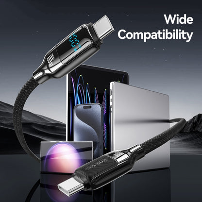 USAMS SJ742 100W USB-C / Type-C to USB-C / Type-C Zinc Alloy Digital Display Fast Data Cable, Length: 1.2m, SJ742USB01, SJ742USB02