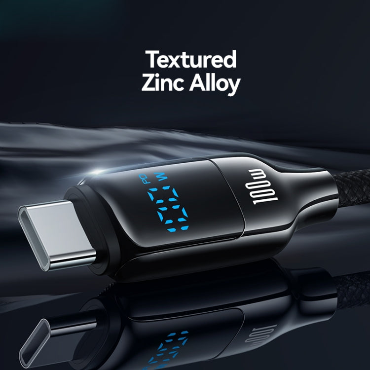 USAMS SJ742 100W USB-C / Type-C to USB-C / Type-C Zinc Alloy Digital Display Fast Data Cable, Length: 1.2m, SJ742USB01, SJ742USB02