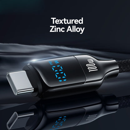 USAMS SJ742 100W USB-C / Type-C to USB-C / Type-C Zinc Alloy Digital Display Fast Data Cable, Length: 1.2m, SJ742USB01, SJ742USB02