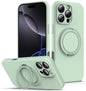 Liquid Silicone MagSafe Phone Case with Rotating Holder, For iPhone 17e / 16e, For iPhone 16 Pro Max, For iPhone 16 Pro, For iPhone 16 Plus