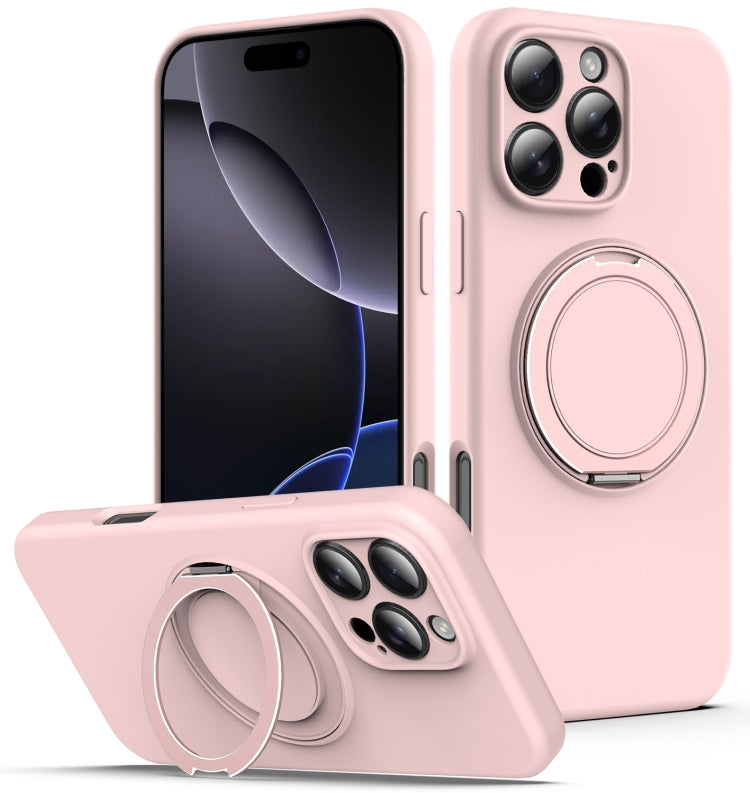 Liquid Silicone MagSafe Phone Case with Rotating Holder, For iPhone 17e / 16e, For iPhone 16 Pro Max, For iPhone 16 Pro, For iPhone 16 Plus