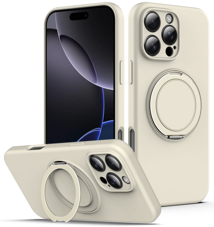 Liquid Silicone MagSafe Phone Case with Rotating Holder, For iPhone 17e / 16e, For iPhone 16 Pro Max, For iPhone 16 Pro, For iPhone 16 Plus