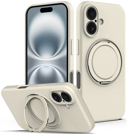 Liquid Silicone MagSafe Phone Case with Rotating Holder, For iPhone 17e / 16e, For iPhone 16 Pro Max, For iPhone 16 Pro, For iPhone 16 Plus
