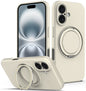 Liquid Silicone MagSafe Phone Case with Rotating Holder, For iPhone 17e / 16e, For iPhone 16 Pro Max, For iPhone 16 Pro, For iPhone 16 Plus