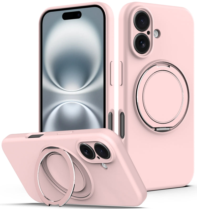 Liquid Silicone MagSafe Phone Case with Rotating Holder, For iPhone 17e / 16e, For iPhone 16 Pro Max, For iPhone 16 Pro, For iPhone 16 Plus