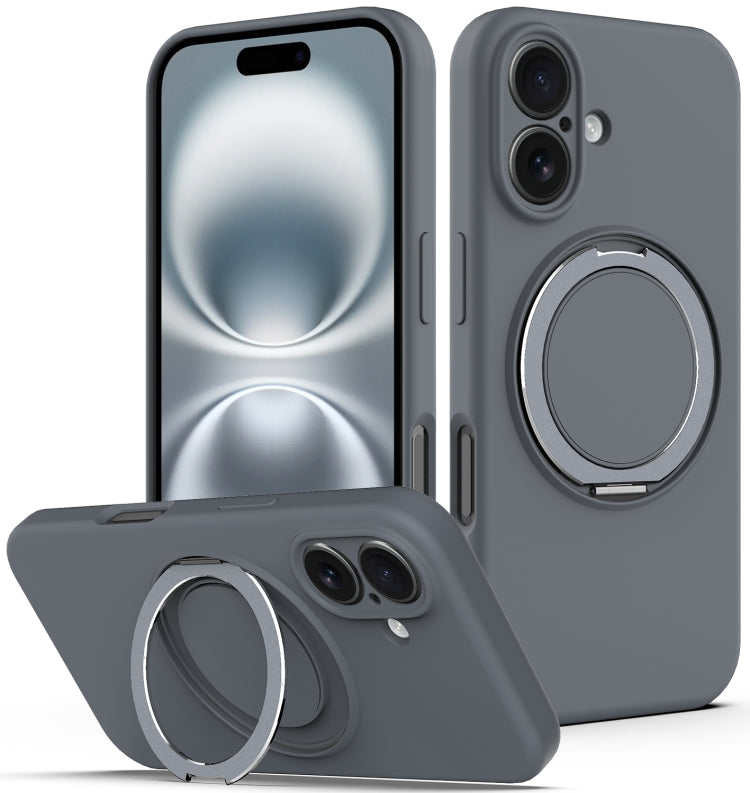 Liquid Silicone MagSafe Phone Case with Rotating Holder, For iPhone 17e / 16e, For iPhone 16 Pro Max, For iPhone 16 Pro, For iPhone 16 Plus