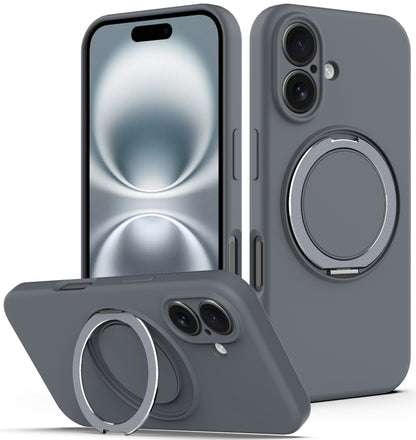Liquid Silicone MagSafe Phone Case with Rotating Holder, For iPhone 17e / 16e, For iPhone 16 Pro Max, For iPhone 16 Pro, For iPhone 16 Plus