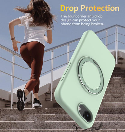 Liquid Silicone MagSafe Phone Case with Rotating Holder, For iPhone 17e / 16e, For iPhone 16 Pro Max, For iPhone 16 Pro, For iPhone 16 Plus