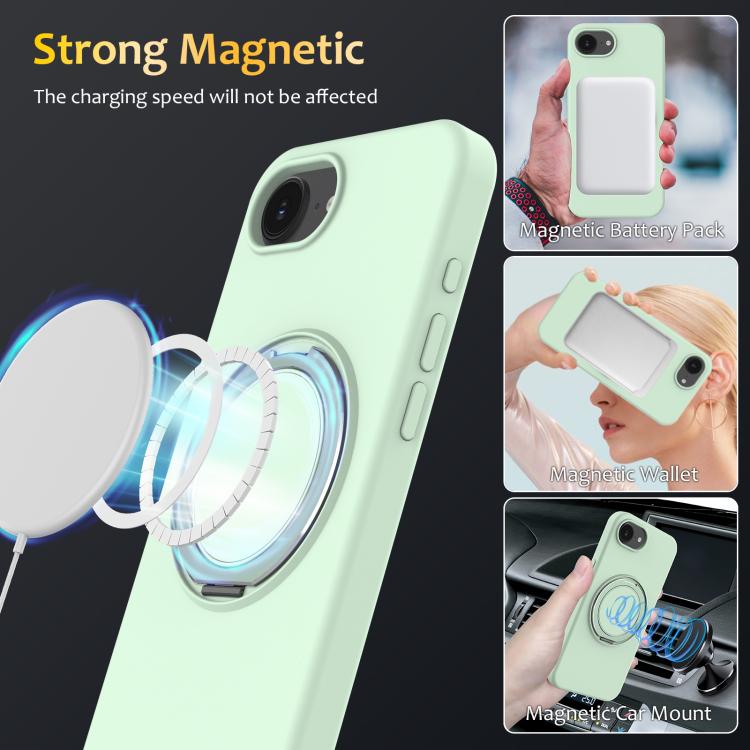 Liquid Silicone MagSafe Phone Case with Rotating Holder, For iPhone 17e / 16e, For iPhone 16 Pro Max, For iPhone 16 Pro, For iPhone 16 Plus