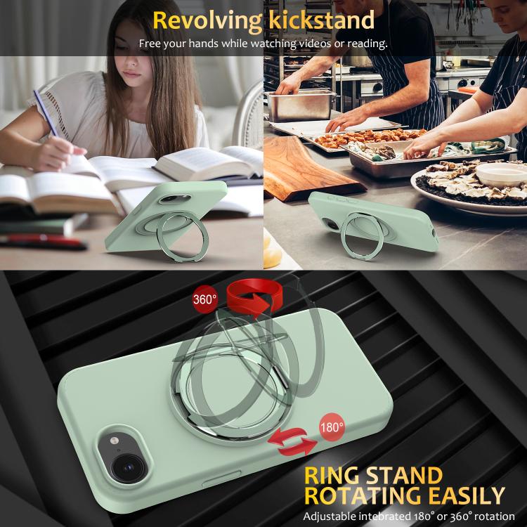 Liquid Silicone MagSafe Phone Case with Rotating Holder, For iPhone 17e / 16e, For iPhone 16 Pro Max, For iPhone 16 Pro, For iPhone 16 Plus