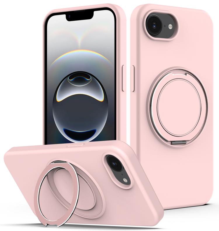 Liquid Silicone MagSafe Phone Case with Rotating Holder, For iPhone 17e / 16e, For iPhone 16 Pro Max, For iPhone 16 Pro, For iPhone 16 Plus
