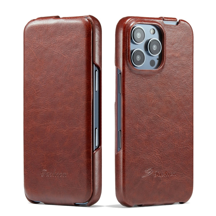 Fierre Shann 64 Texture Vertical Flip PU Leather Phone Case, For iPhone 17e / 16e, For iPhone 16 Pro Max, For iPhone 16 Pro, For iPhone 16 Plus, For iPhone 16