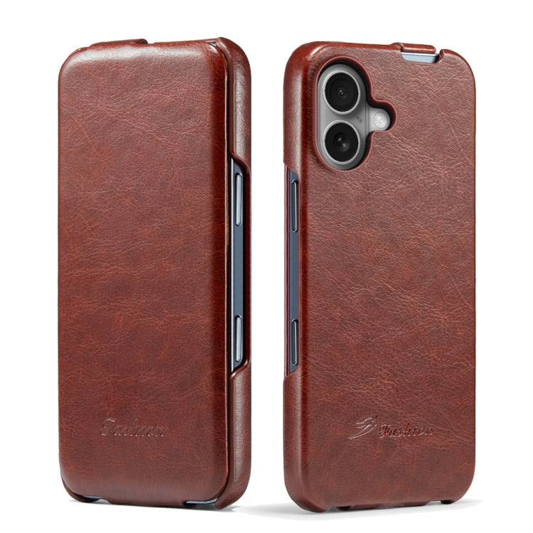 Fierre Shann 64 Texture Vertical Flip PU Leather Phone Case, For iPhone 17e / 16e, For iPhone 16 Pro Max, For iPhone 16 Pro, For iPhone 16 Plus, For iPhone 16