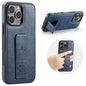 Fierre Shann Oil Wax Cow Leather Holder Back Phone Case, For iPhone 17e / 16e, For iPhone 16 Pro Max, For iPhone 16 Pro, For iPhone 16 Plus