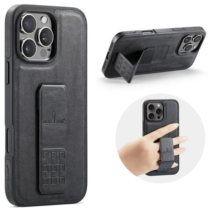 Fierre Shann Oil Wax Cow Leather Holder Back Phone Case, For iPhone 17e / 16e, For iPhone 16 Pro Max, For iPhone 16 Pro, For iPhone 16 Plus