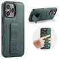 Fierre Shann Oil Wax Cow Leather Holder Back Phone Case, For iPhone 17e / 16e, For iPhone 16 Pro Max, For iPhone 16 Pro, For iPhone 16 Plus