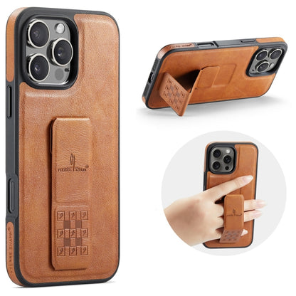 Fierre Shann Oil Wax Cow Leather Holder Back Phone Case, For iPhone 17e / 16e, For iPhone 16 Pro Max, For iPhone 16 Pro, For iPhone 16 Plus