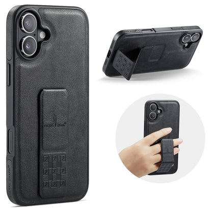 Fierre Shann Oil Wax Cow Leather Holder Back Phone Case, For iPhone 17e / 16e, For iPhone 16 Pro Max, For iPhone 16 Pro, For iPhone 16 Plus