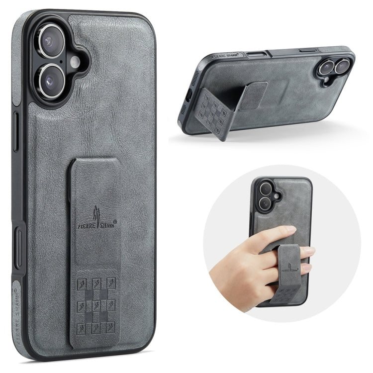 Fierre Shann Oil Wax Cow Leather Holder Back Phone Case, For iPhone 17e / 16e, For iPhone 16 Pro Max, For iPhone 16 Pro, For iPhone 16 Plus
