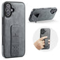 Fierre Shann Oil Wax Cow Leather Holder Back Phone Case, For iPhone 17e / 16e, For iPhone 16 Pro Max, For iPhone 16 Pro, For iPhone 16 Plus