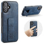 Fierre Shann Oil Wax Cow Leather Holder Back Phone Case, For iPhone 17e / 16e, For iPhone 16 Pro Max, For iPhone 16 Pro, For iPhone 16 Plus