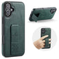 Fierre Shann Oil Wax Cow Leather Holder Back Phone Case, For iPhone 17e / 16e, For iPhone 16 Pro Max, For iPhone 16 Pro, For iPhone 16 Plus