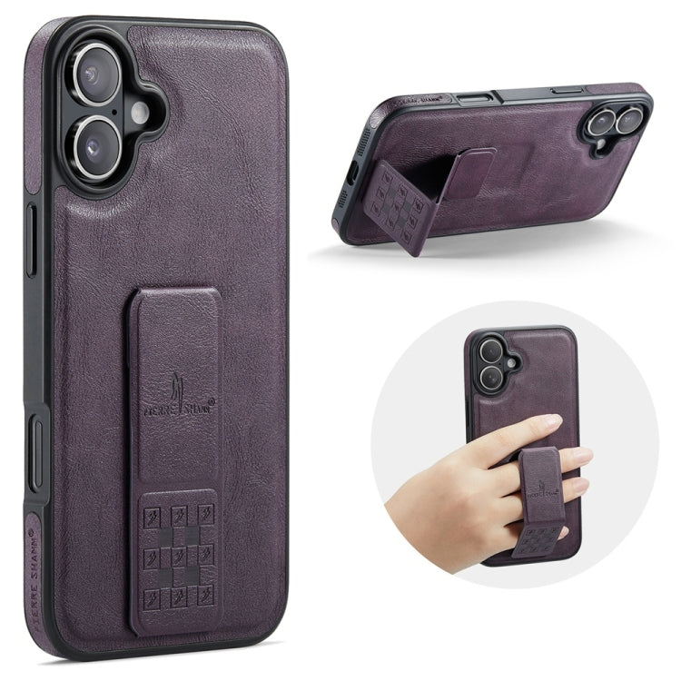 Fierre Shann Oil Wax Cow Leather Holder Back Phone Case, For iPhone 17e / 16e, For iPhone 16 Pro Max, For iPhone 16 Pro, For iPhone 16 Plus