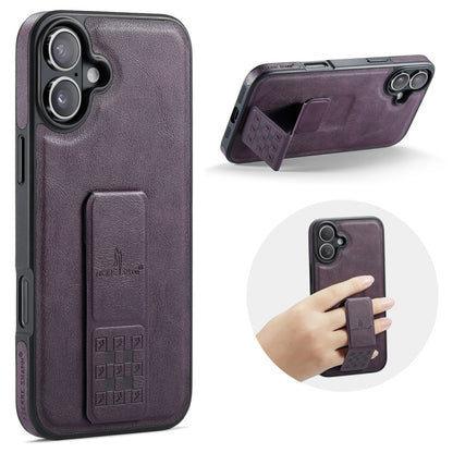 Fierre Shann Oil Wax Cow Leather Holder Back Phone Case, For iPhone 17e / 16e, For iPhone 16 Pro Max, For iPhone 16 Pro, For iPhone 16 Plus