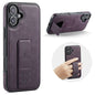 Fierre Shann Oil Wax Cow Leather Holder Back Phone Case, For iPhone 17e / 16e, For iPhone 16 Pro Max, For iPhone 16 Pro, For iPhone 16 Plus