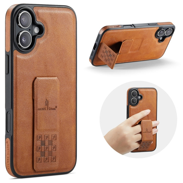 Fierre Shann Oil Wax Cow Leather Holder Back Phone Case, For iPhone 17e / 16e, For iPhone 16 Pro Max, For iPhone 16 Pro, For iPhone 16 Plus