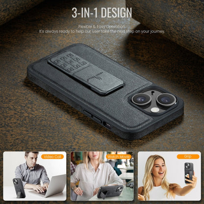 Fierre Shann Oil Wax Cow Leather Holder Back Phone Case, For iPhone 15, For iPhone 14 Plus, For iPhone 14, For iPhone 14 Pro