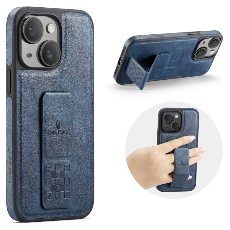 Fierre Shann Oil Wax Cow Leather Holder Back Phone Case, For iPhone 15, For iPhone 14 Plus, For iPhone 14, For iPhone 14 Pro