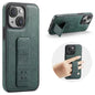 Fierre Shann Oil Wax Cow Leather Holder Back Phone Case, For iPhone 15, For iPhone 14 Plus, For iPhone 14, For iPhone 14 Pro