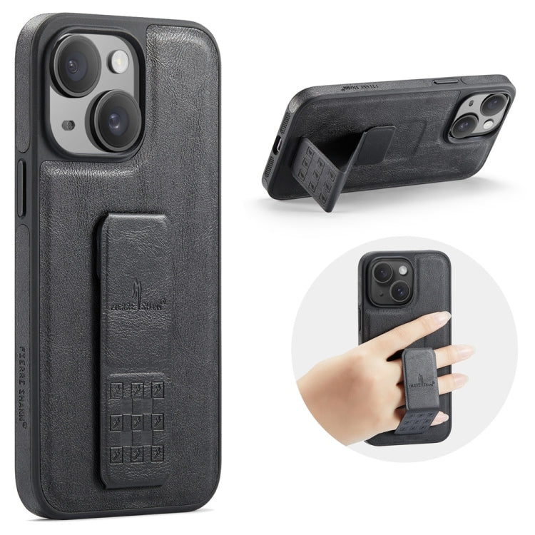 Fierre Shann Oil Wax Cow Leather Holder Back Phone Case, For iPhone 15, For iPhone 14 Plus, For iPhone 14, For iPhone 14 Pro