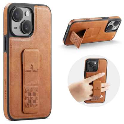 Fierre Shann Oil Wax Cow Leather Holder Back Phone Case, For iPhone 15, For iPhone 14 Plus, For iPhone 14, For iPhone 14 Pro